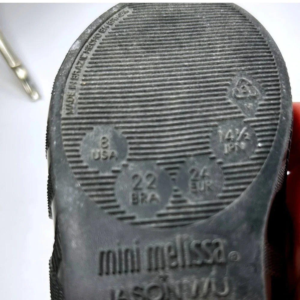 Mini Melissa Jason Wu Jean Black Jelly Mary Jane Flats Kids Size 8 USA